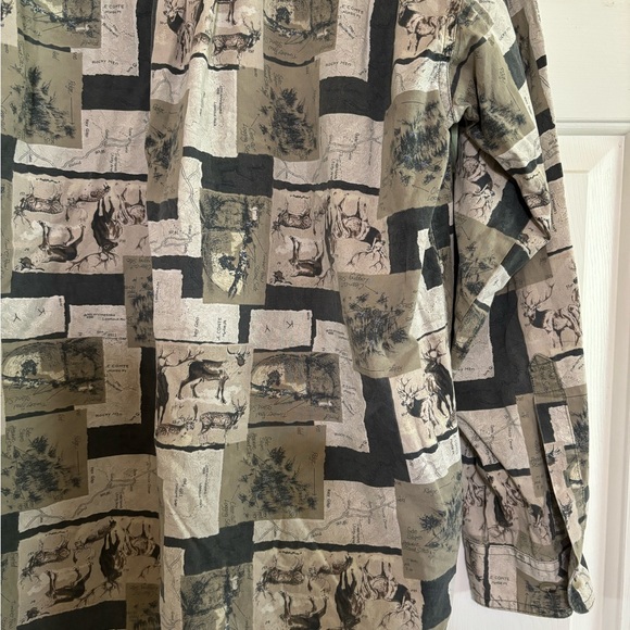 Vintage 90s Y2K Columbia Patchwork Graphic Deer Long-Sleeve Button-Down Shirt - Picture 15 of 15